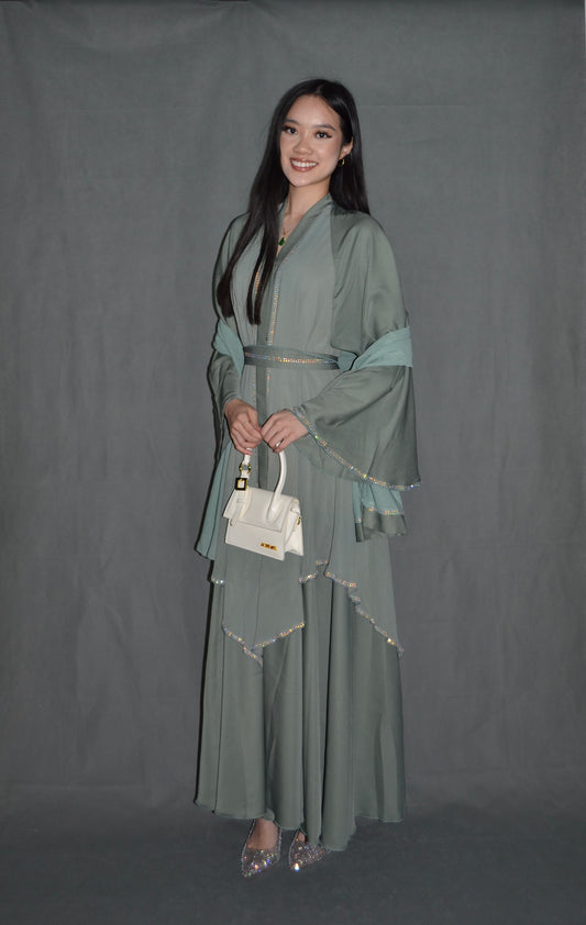 Green Layered Abaya